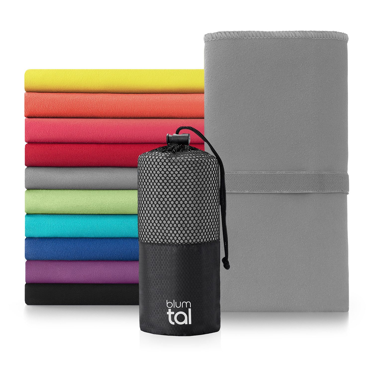 Blumtal Sporthandtuch Mikrofaser Handtuch - kompakte Mikrofaser Handtücher, Mikrofaser (inkl. Transporttasche, einzeln oder als Set verfügbar, 2-St), ultra leicht & schnelltrocknend, Reisehandtuch, Strandhandtuch