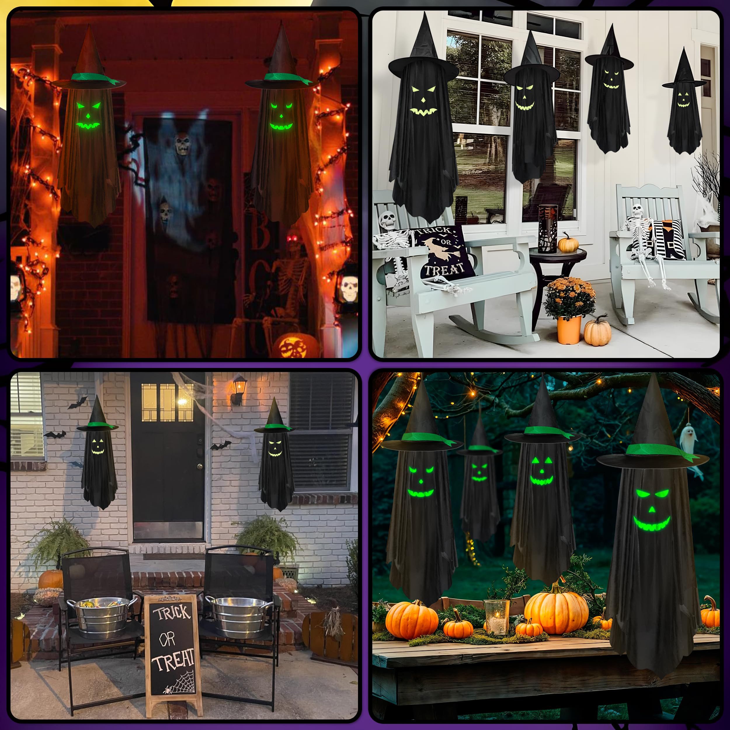 Bomiclss Dekoobjekt Halloween Geister Hängedeko 2er Set, Halloween-Hängedekoration (2 St), Gruseliger Geist Hängefigur Deko,für Garten, Terrasse & Außenbereich – Bild 4 von 4