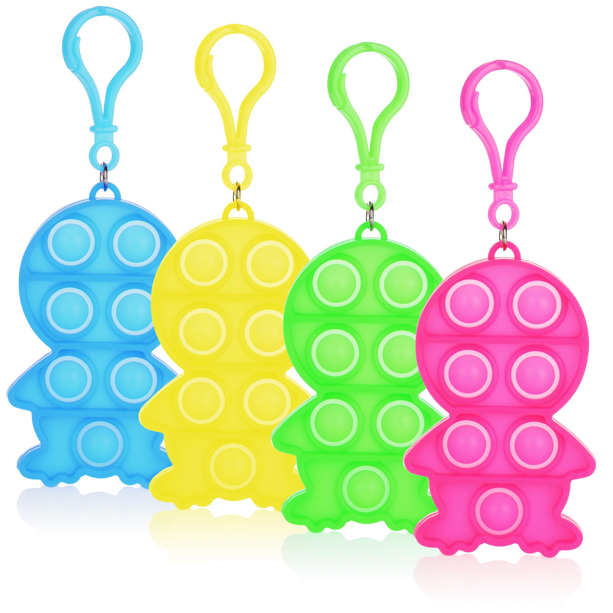 com-four Schlüsselanhänger Schlüsselanhänger Pinguin - Fidget Toy Pop It Push It, Pop Bubble (4-tlg), Anti-Stress Spielzeug für Unterwegs zum Anhängen