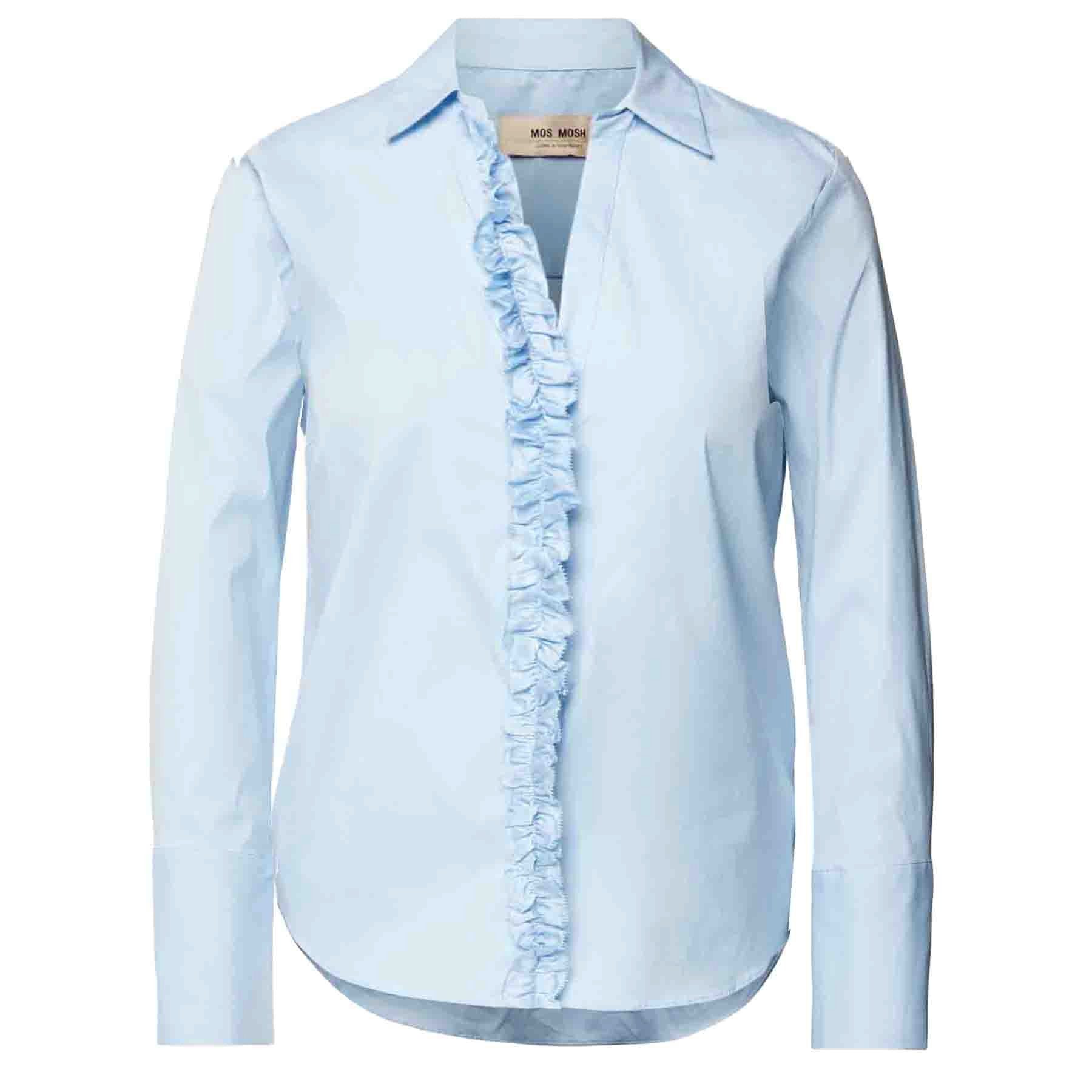 Mos Mosh Langarmbluse MOS MOSH Bluse SYBEL mit Baumwolle - Light Blue