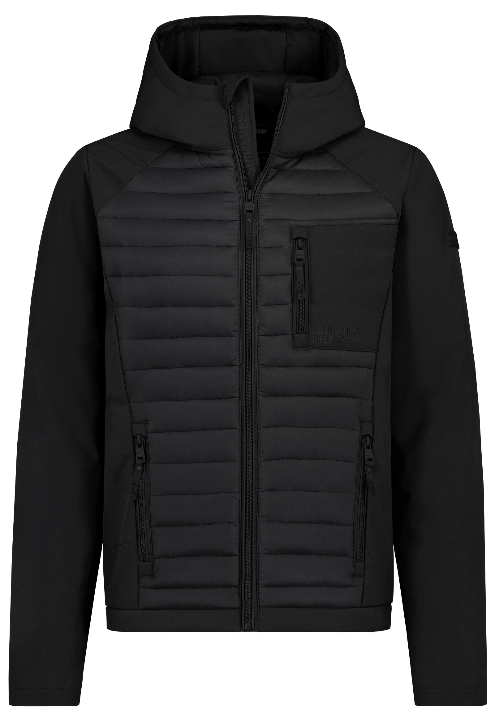 SUBLEVEL Winterjacke Wattierte Steppdetails Kontrastdesign für Herren (1-St) Mikrofleece-Innenseite, Kapuze, Drei Reißverschlusstaschen