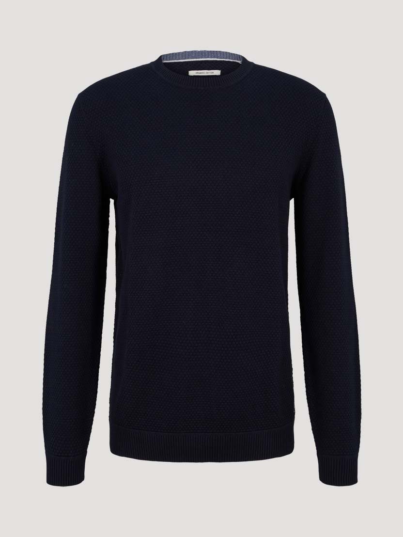 TOM TAILOR Sweatshirt Basic Structure Sweater (1-tlg) Sky Capitain Blue