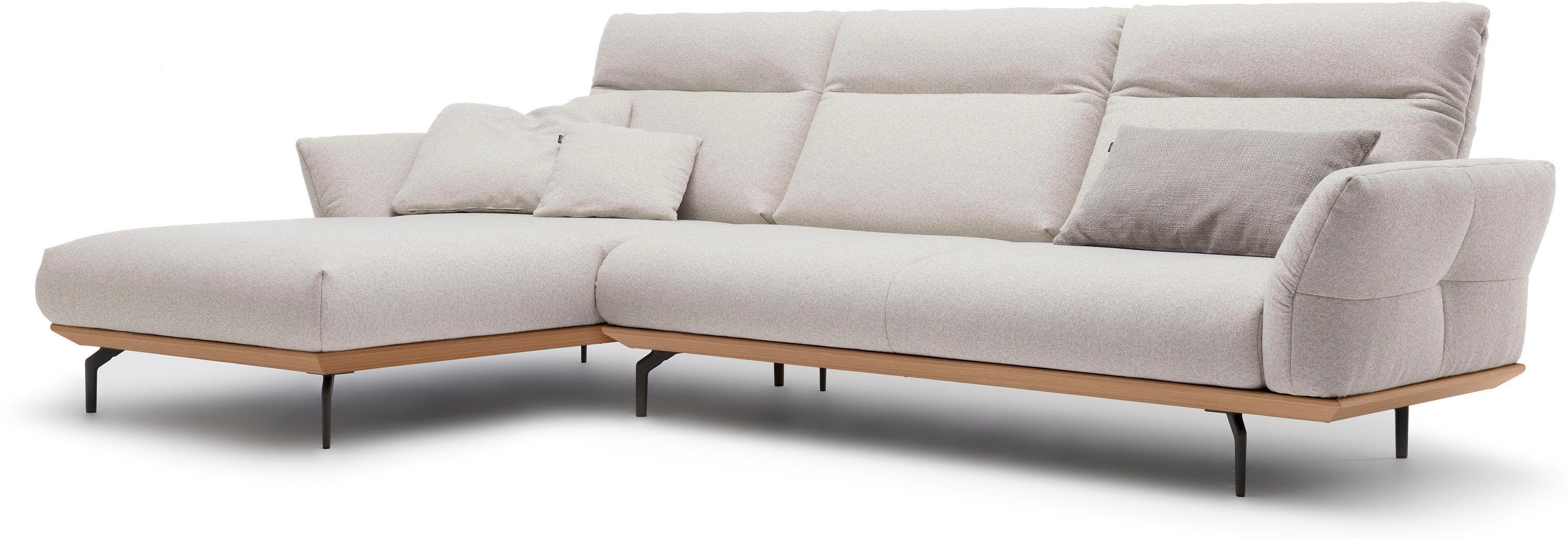 sofa in hs.460, in Ecksofa 318 Breite cm Winkelfüße hülsta Sockel Umbragrau, Eiche,