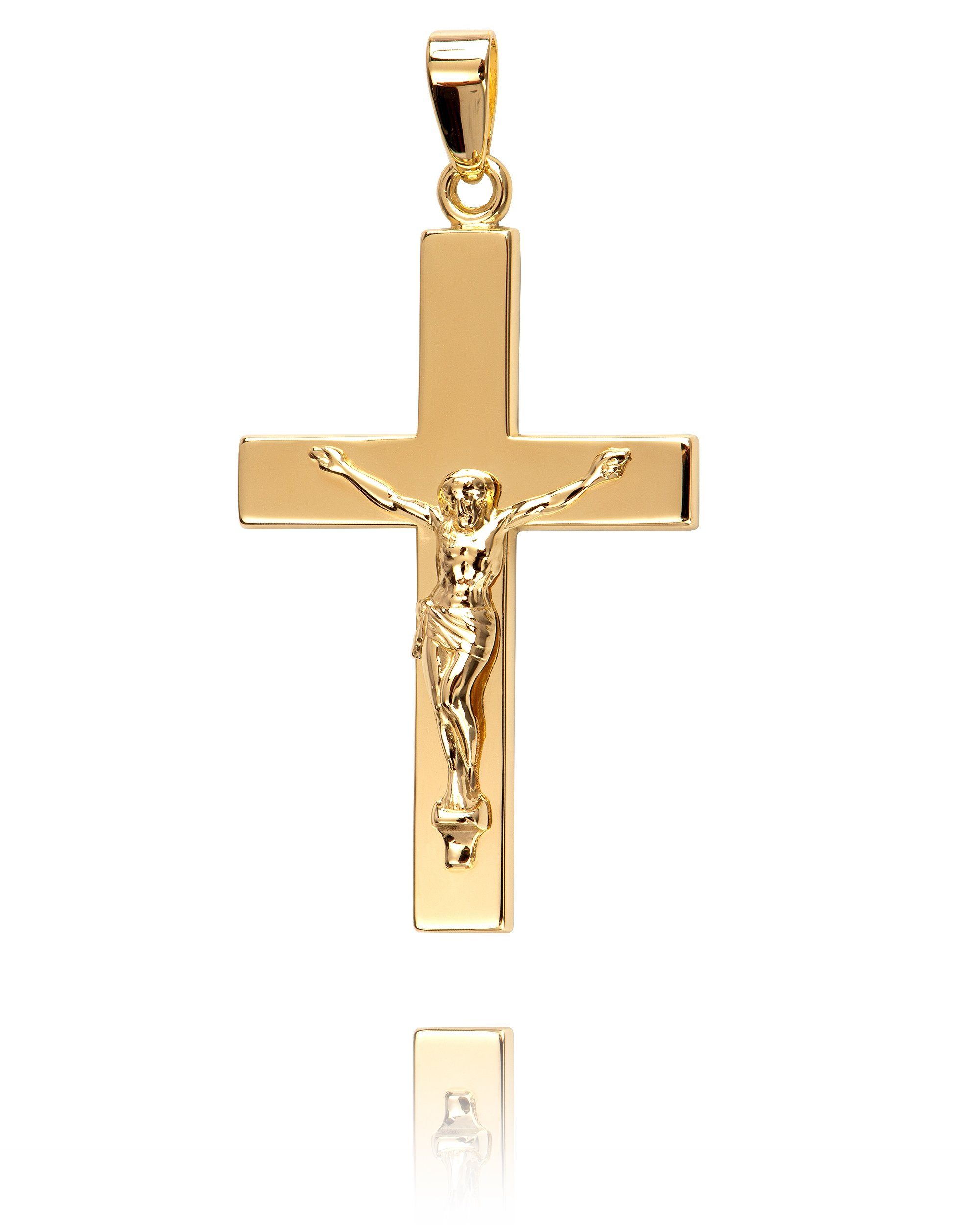 JEVELION Kreuzkette Kruzifix 925 Silber vergoldet - Made in