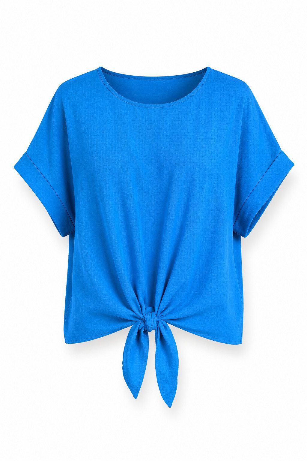 ITALY VIBES Kurzarmbluse - sommerliche Bluse - Blusenshirt Damen mit Knotendetail ONE SIZE / passend für Größe S - L