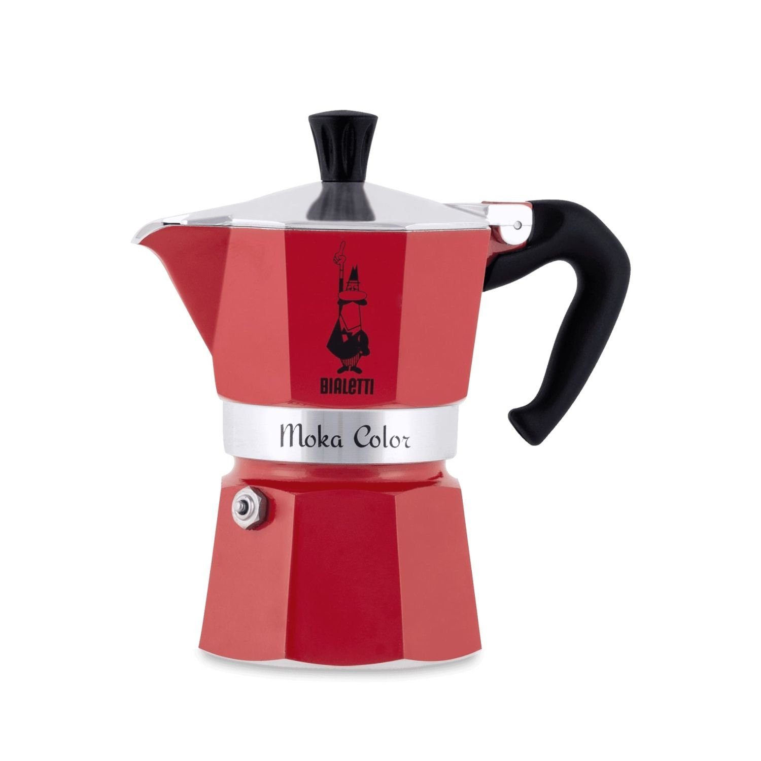 BIALETTI Espressokocher Moka Express Color Rot für 3 Tassen, 0,13l Kaffeekanne