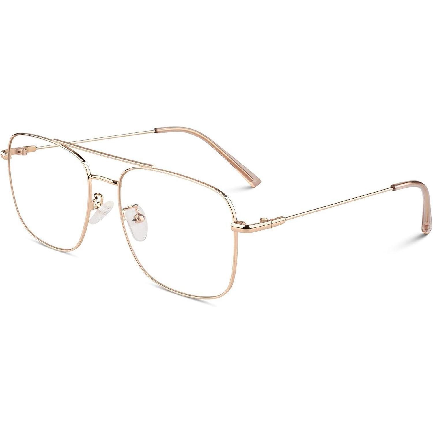 LuxusKollektion Brillengestell Brille Pilot Retro Metallrahmen UV400 Damen Herren 2 Gold