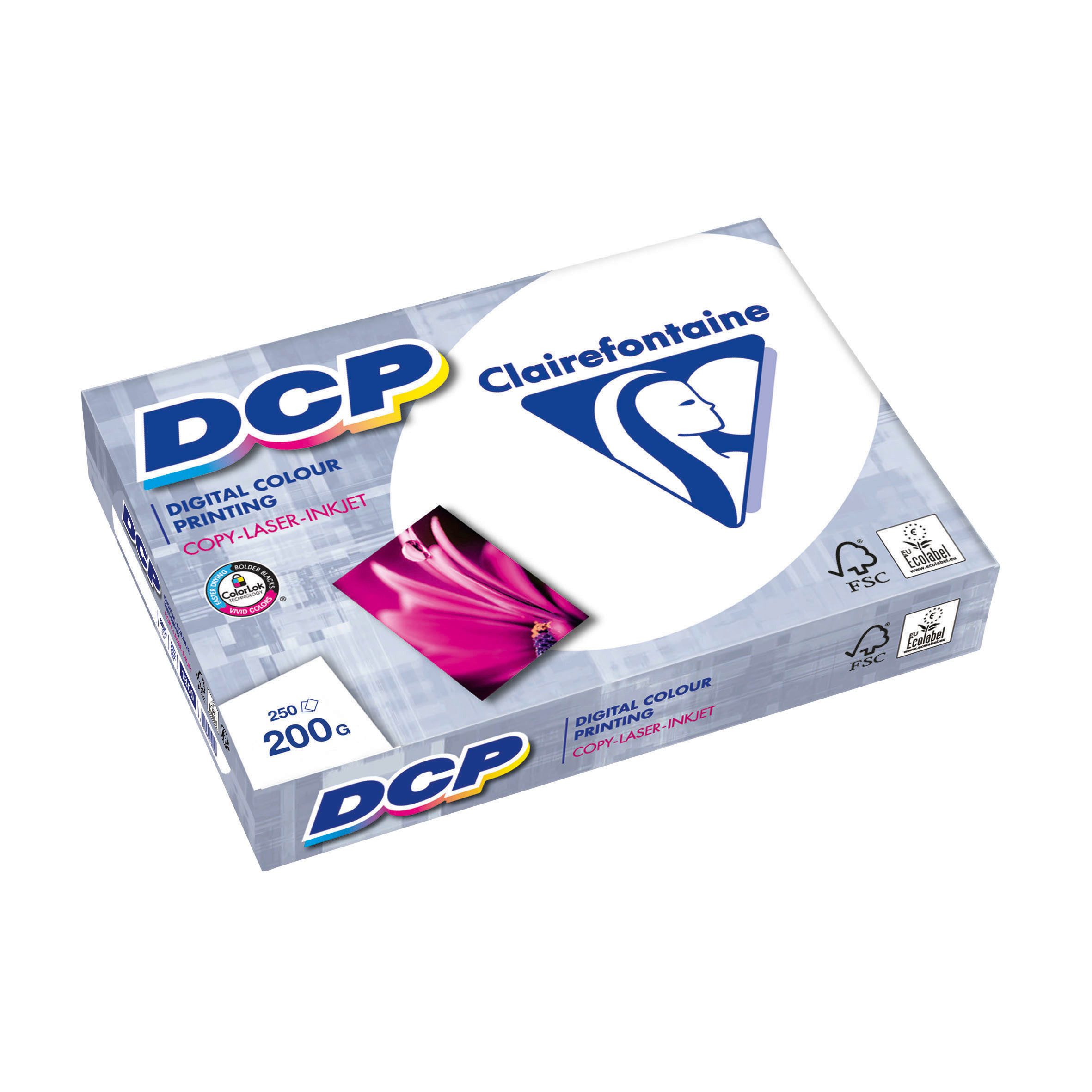 CLAIREFONTAINE Drucker- und Kopierpapier DCP Papier für Farblaserdrucker,- Kopierer weiß A3 200g, 250Bl.