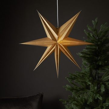 MARELIDA LED Stern Papierstern Leuchtstern Weihnachtsstern Advent Faltstern 60cm gold