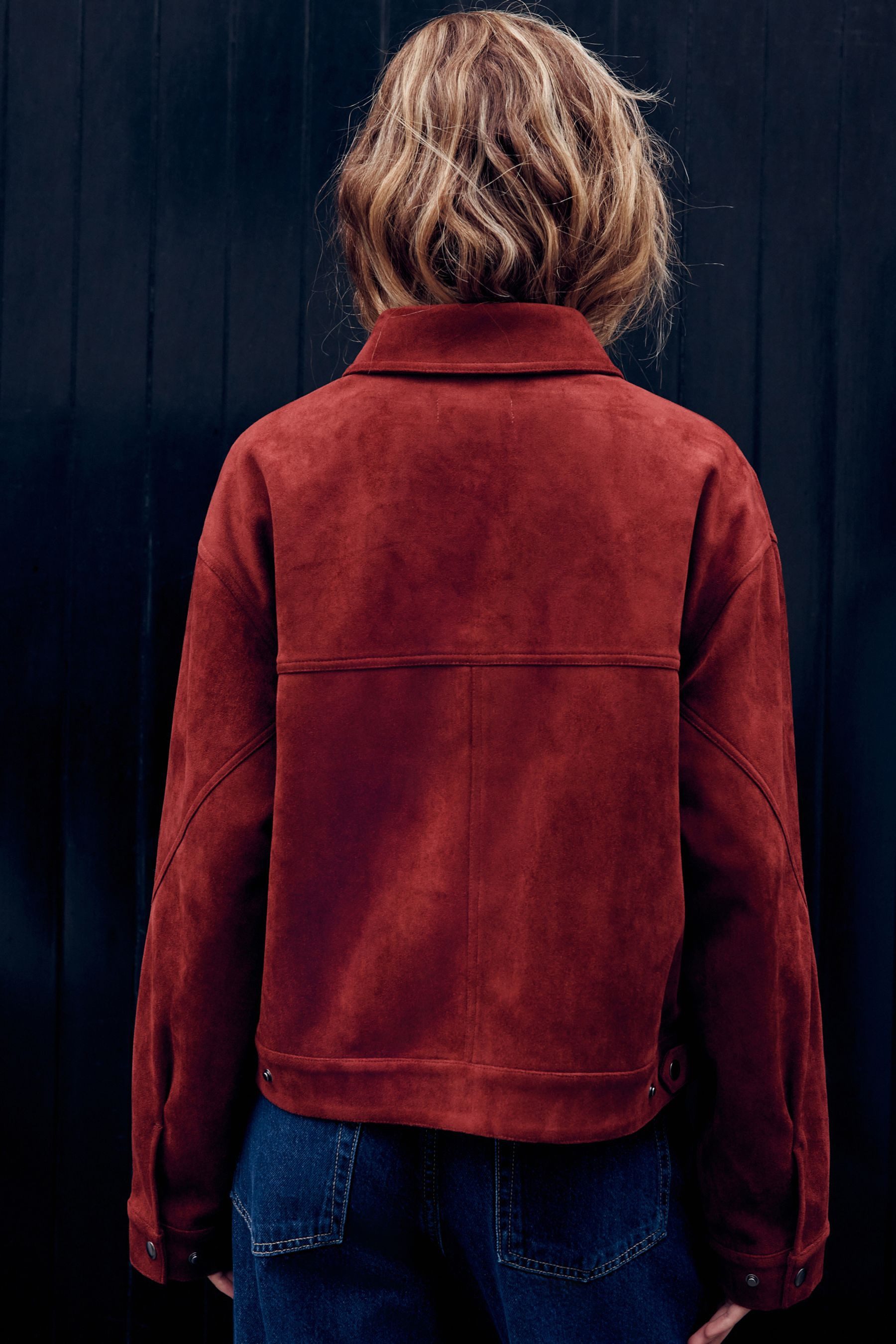 Next Lederjacke Hemdjacke mit Reißverschluss aus Velourskunstleder (1-St) günstig online kaufen
