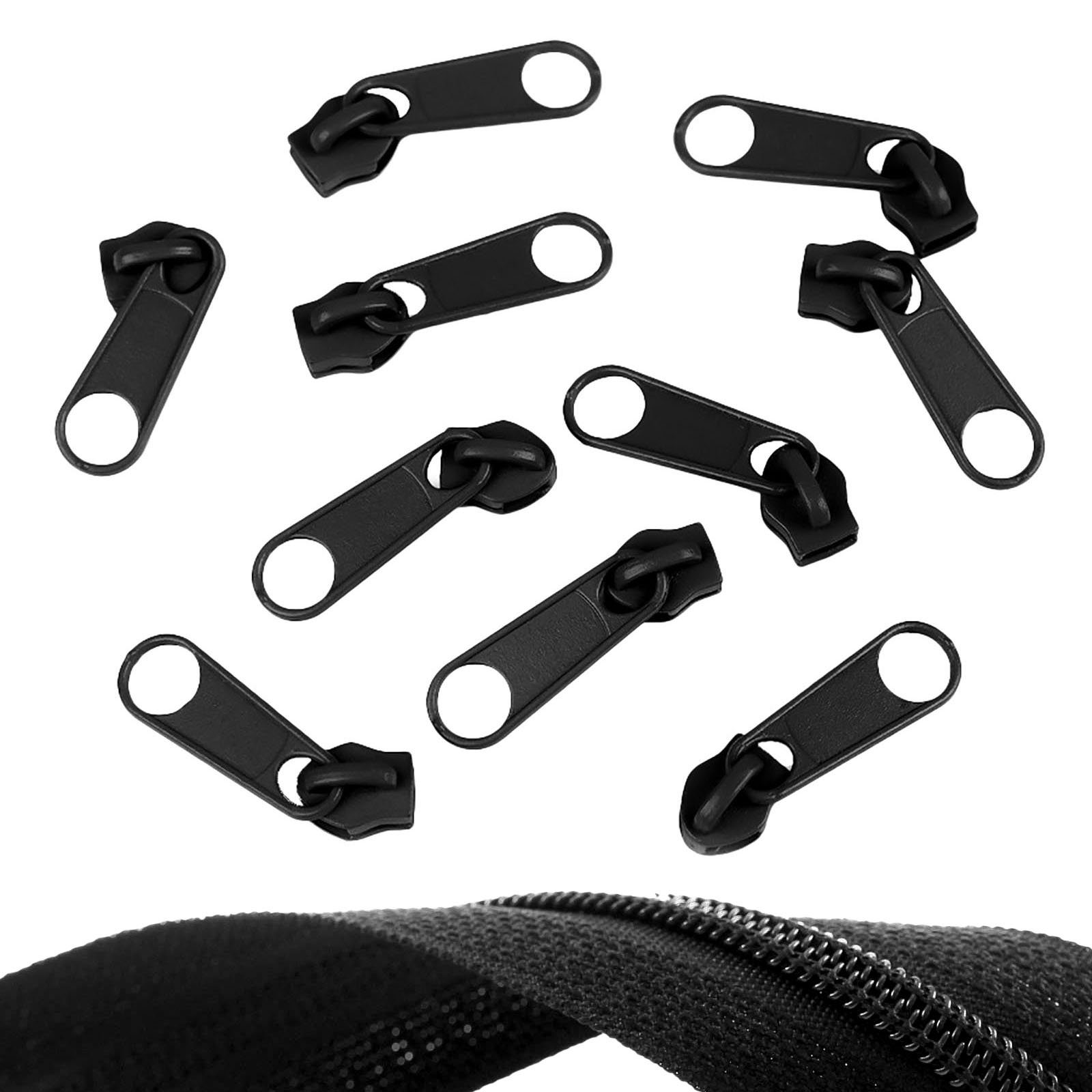 maDDma Reißverschluss 10 Reißverschluss Zipper für Endlosreißverschluss, 5mm, schwarz