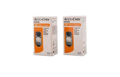 Roche Blutzucker-Teststreifen Accu-Chek Mobile Testkasette, Spar-Set 100-St., Innovative Diabeteskontrolle, Ohne Streifenwechsel