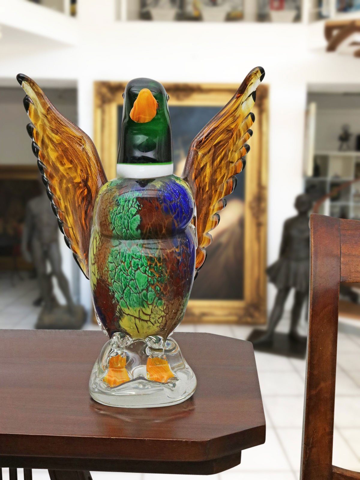 Aubaho Dekofigur Glasfigur Figur Glasskulptur Ente Glas Murano Vogel Skulptur Antik-Sti