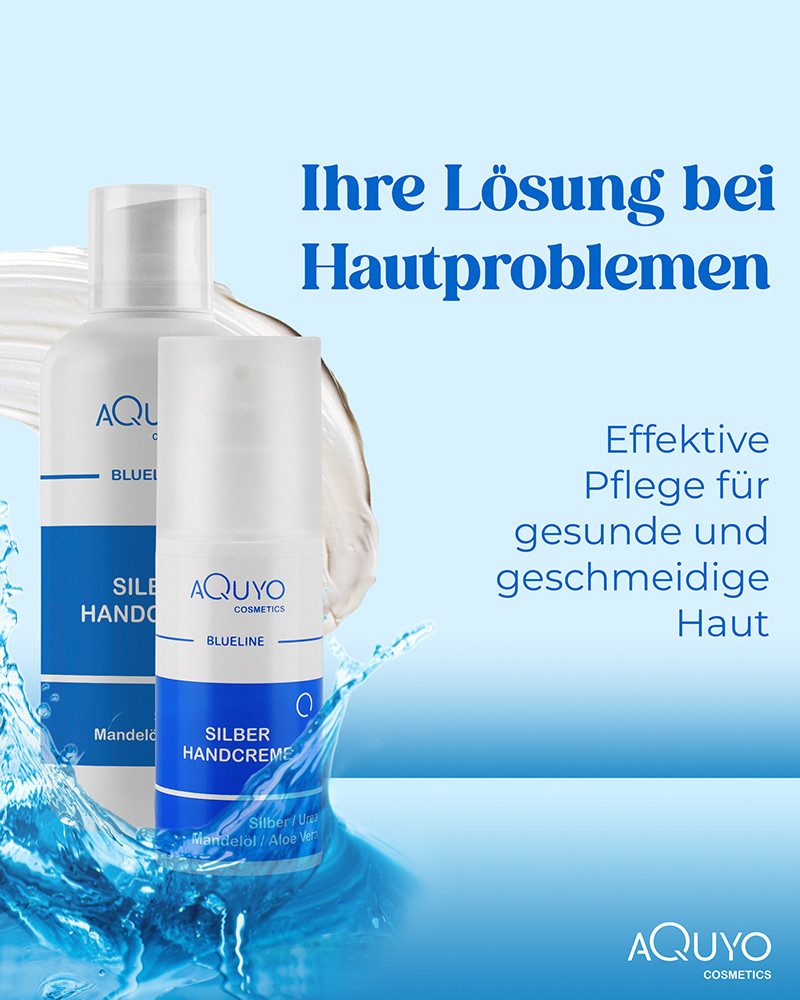 AQUYO Cosmetics Handcreme Silber Handcreme für trockene, rissige und gereizte Hände und Finger
