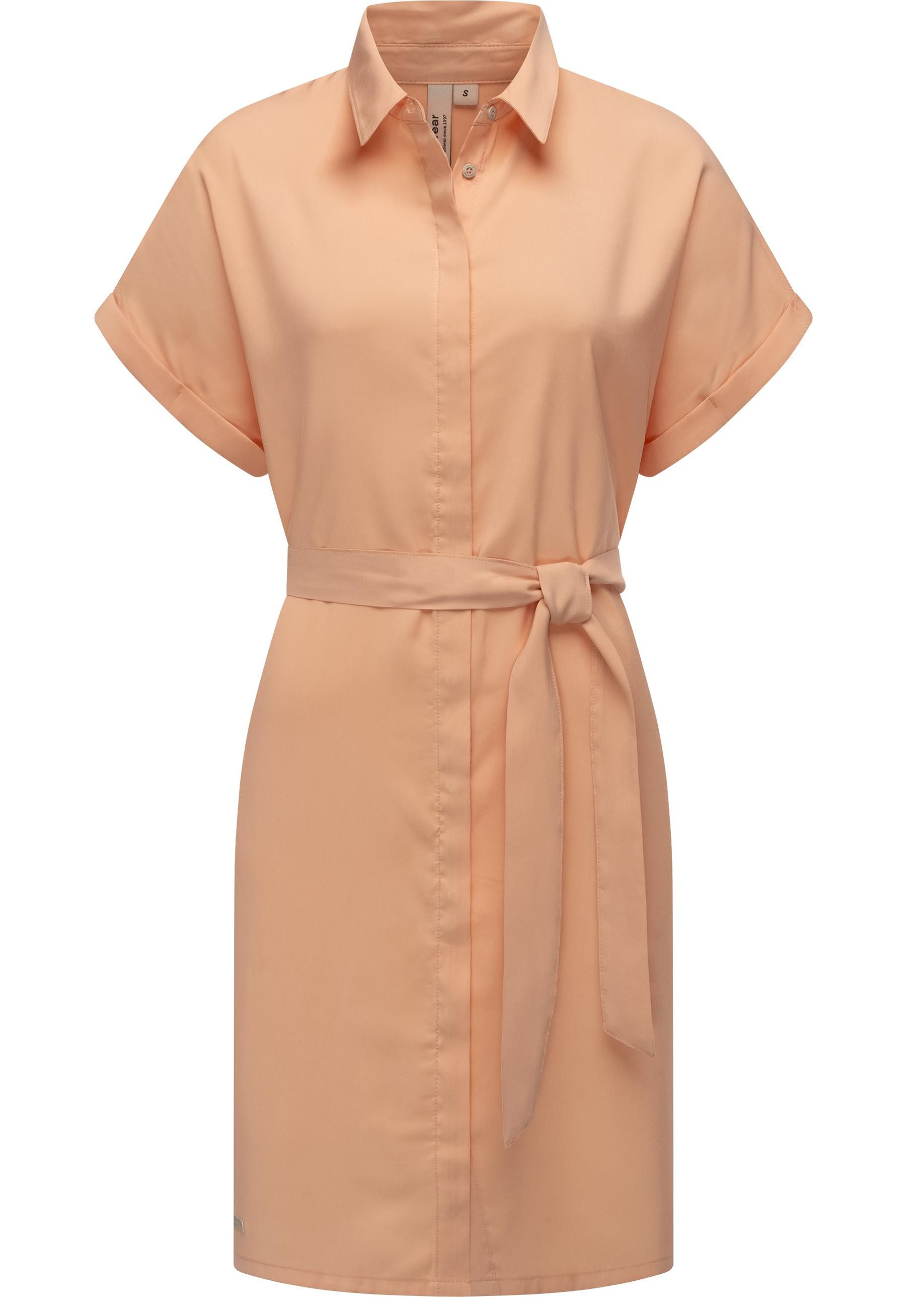 Ragwear Blusenkleid Manilla Kurzarm Midikleid mit Taillengürtel