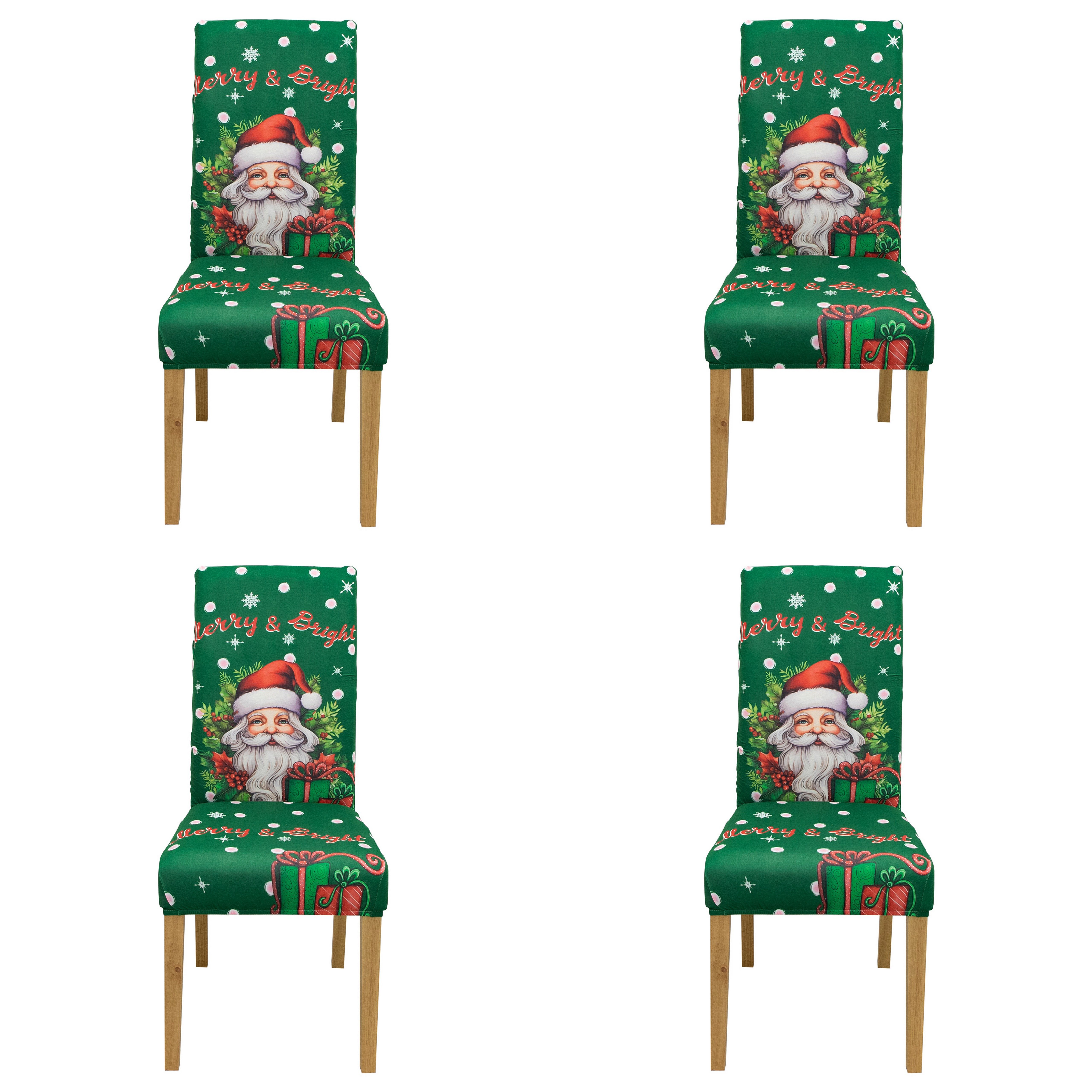 Qelus Stuhlhusse Stuhlhusse Stretch Stuhlhussen Weihnachtsmann Druck 2er/4e günstig online kaufen