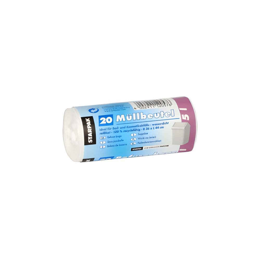 PAPSTAR Müllbeutel Müllbeutel, LDPE 5 l 44 cm x 36 cm weiss 16 my 20 Stk