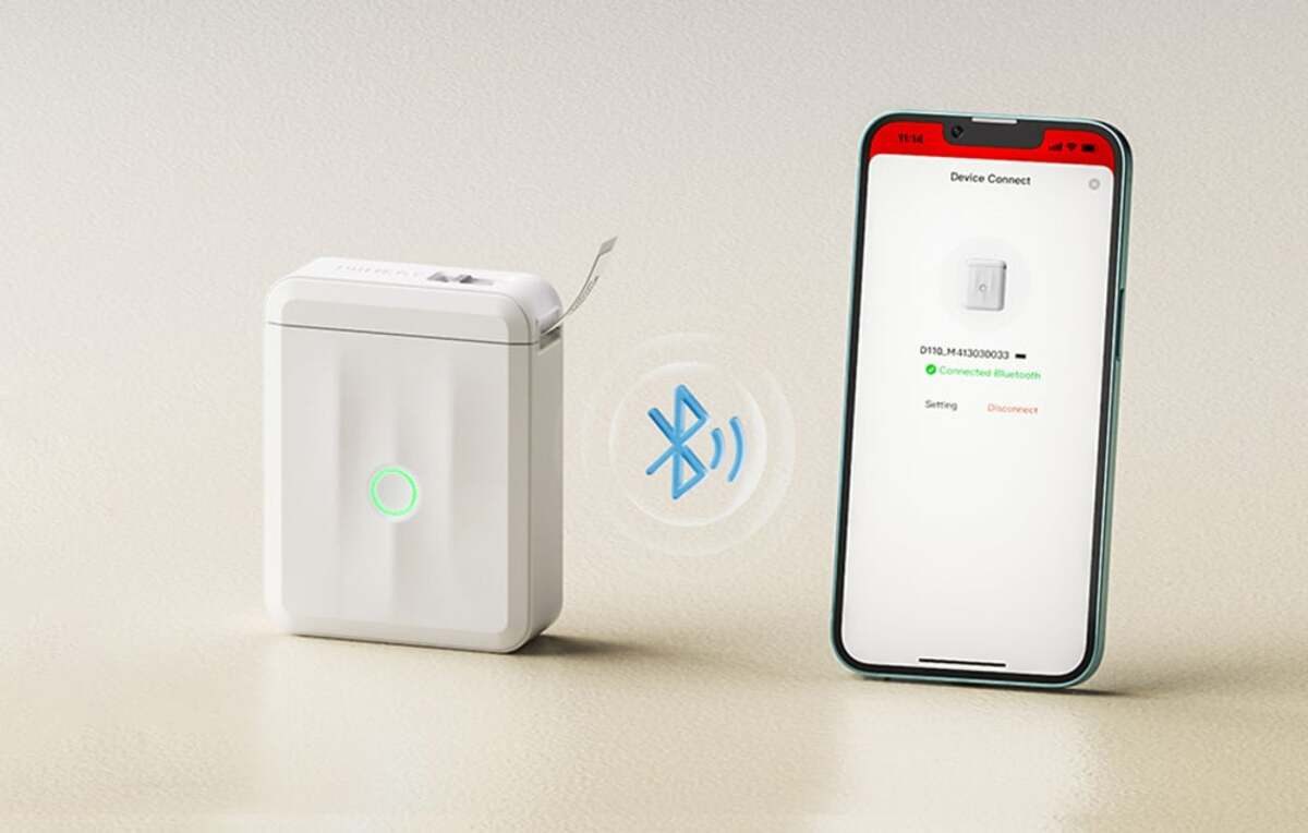NIIMBOT Niimbot D110M Tragbarer Bluetooth-Etikettendrucker Weiß Mini-Drucker – Bild 5 von 5