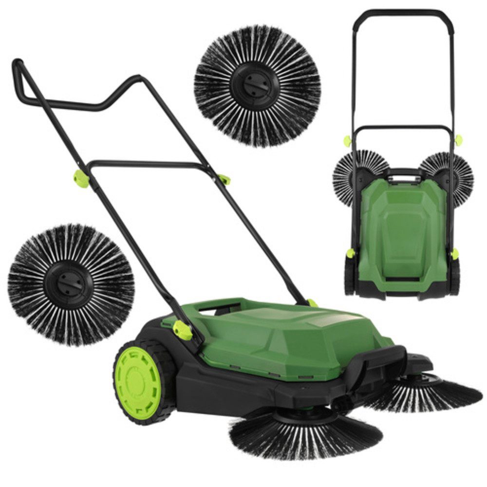 Gardlov Handkehrmaschine Nexo Laubkehrer Handkehrmaschine, 70 cm Arbeitsbreite, (Spar-Set, 1-St., 3-Bürsten-System), sammeln nassen sowie trockenen Schmutz gründlich auf