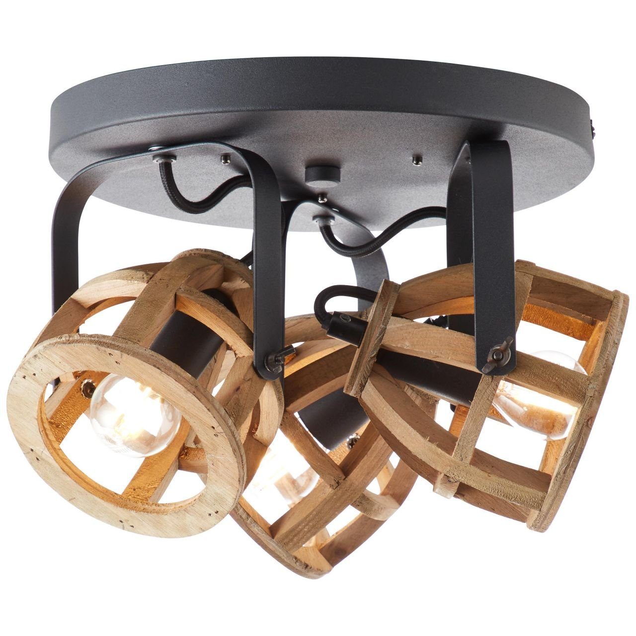 Wood, Wood 40W D45, Deckenleuchte Matrix 3flg. 3x E14, Brilliant Spotrondell Matrix Lampe schwarz/natur