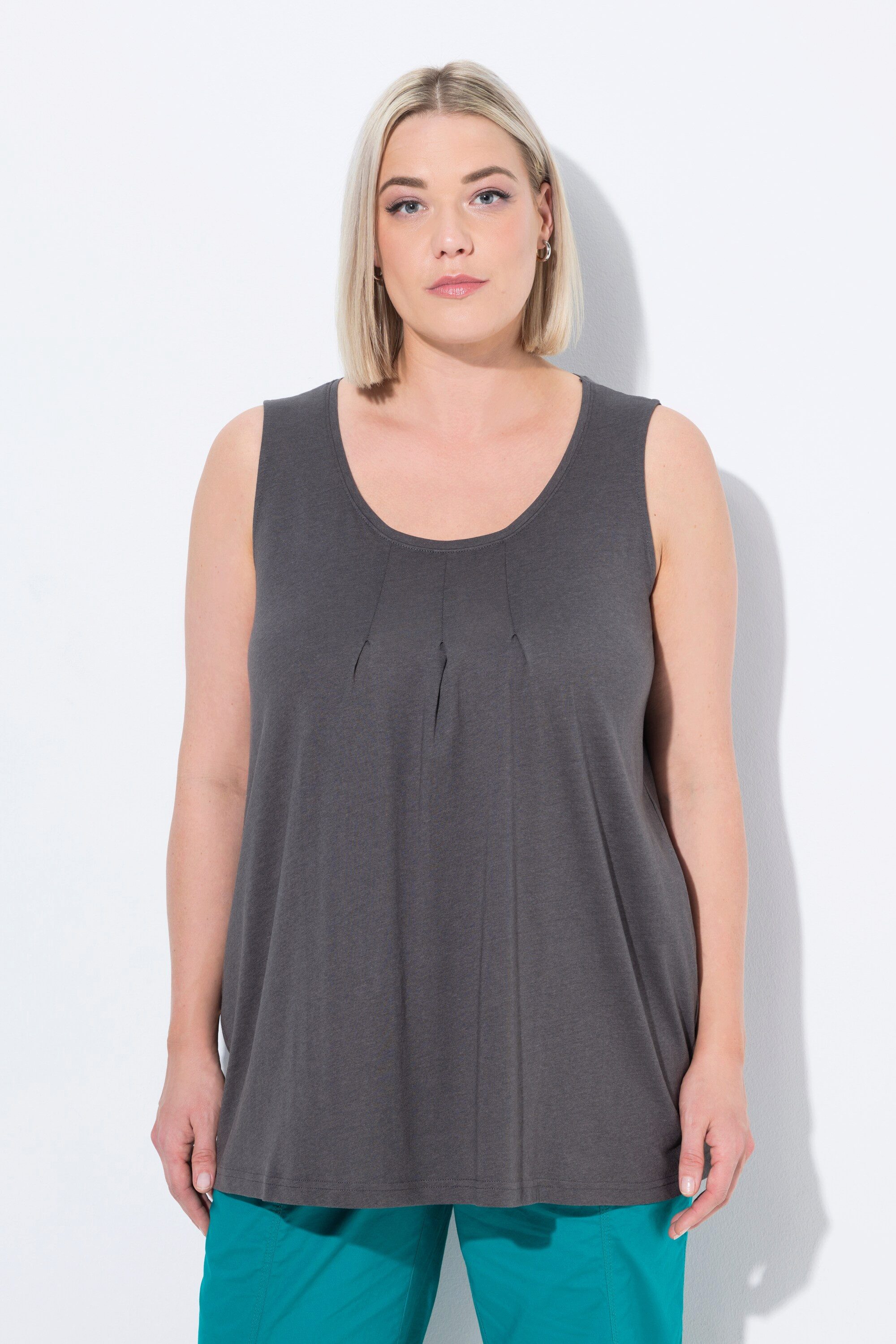 Ulla Popken T-Shirt Top Zierfalten A-Linie günstig online kaufen