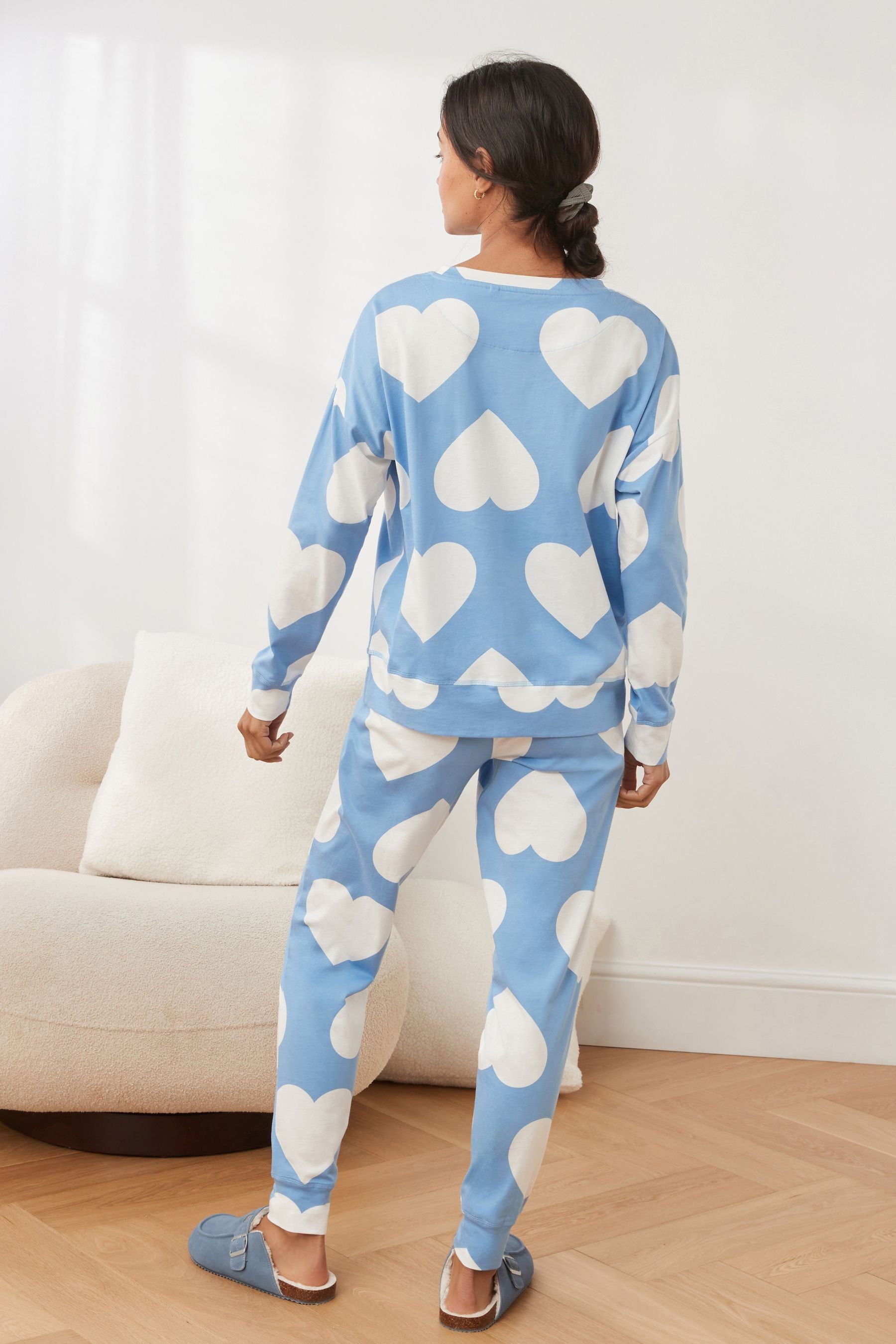 Pyjama Langärmeliger tlg) Baumwolle aus Heart (2 Next Pyjama Blue
