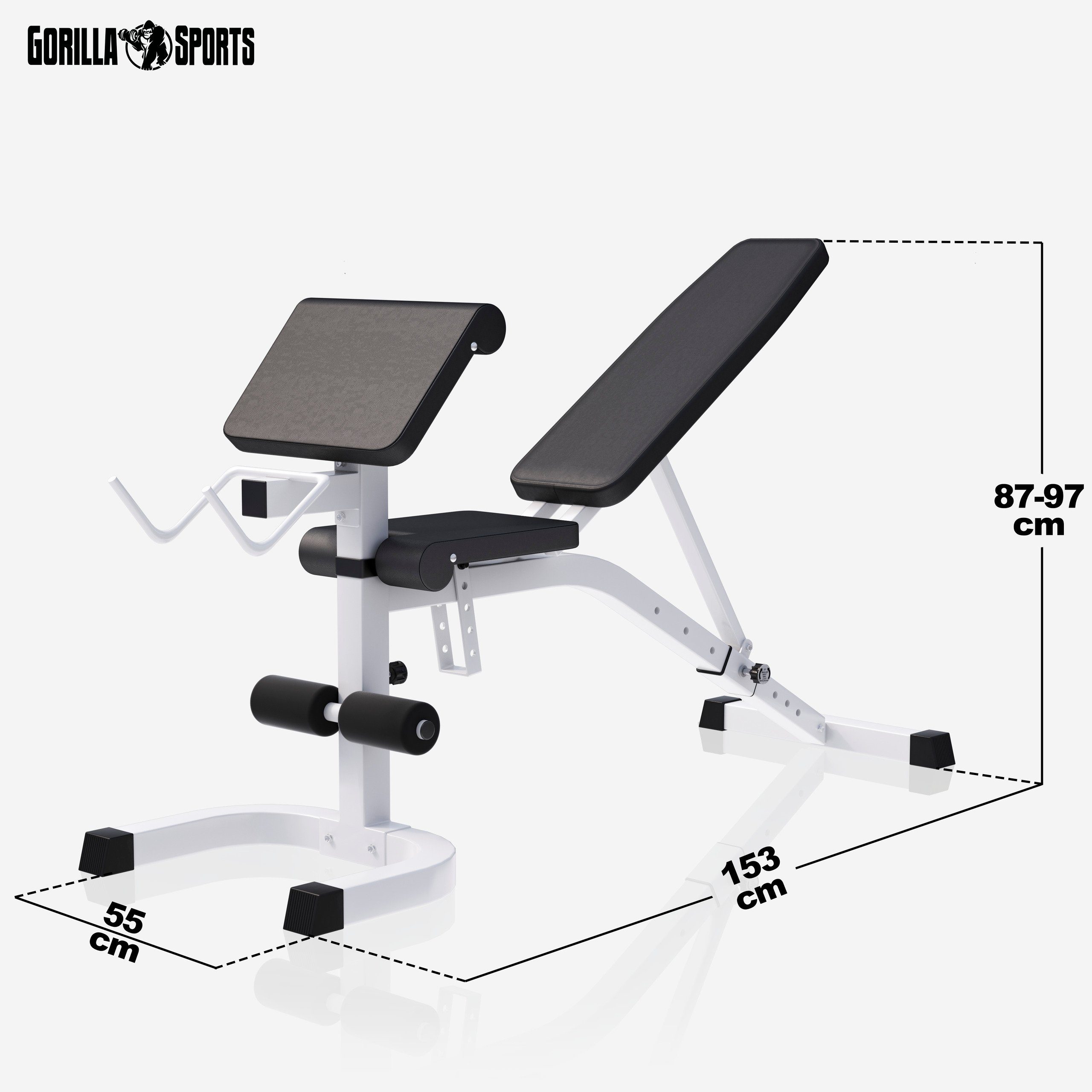 GORILLA SPORTS Hantelbank 100kg Gewichten, Verstellbar - Kraftstation, Hantelset, Trainingsbank, (1-tlg)