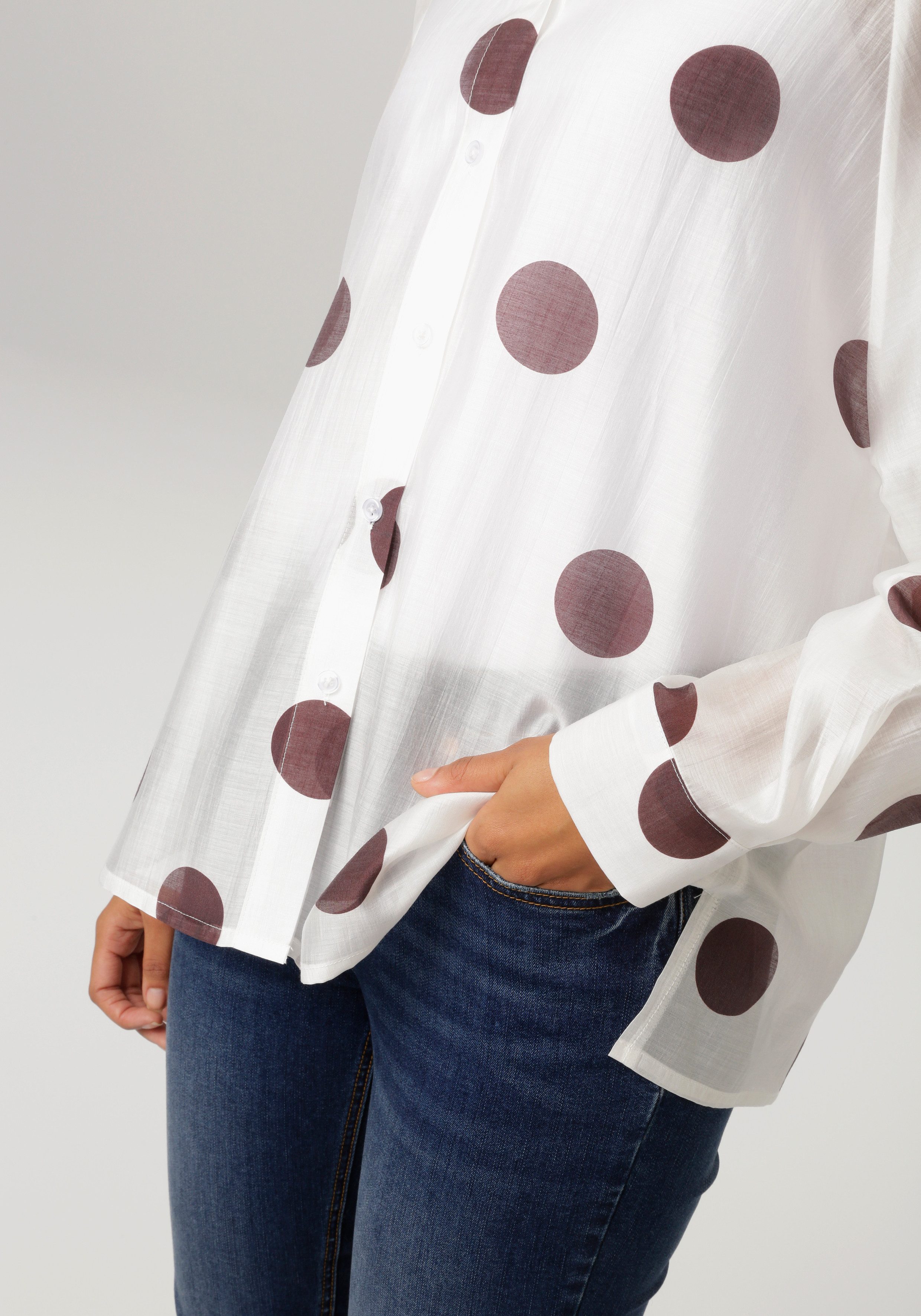 Aniston CASUAL Hemdbluse mit Punkten bedruckt - jedes Teil ein Unikat – Bild 3 von 5