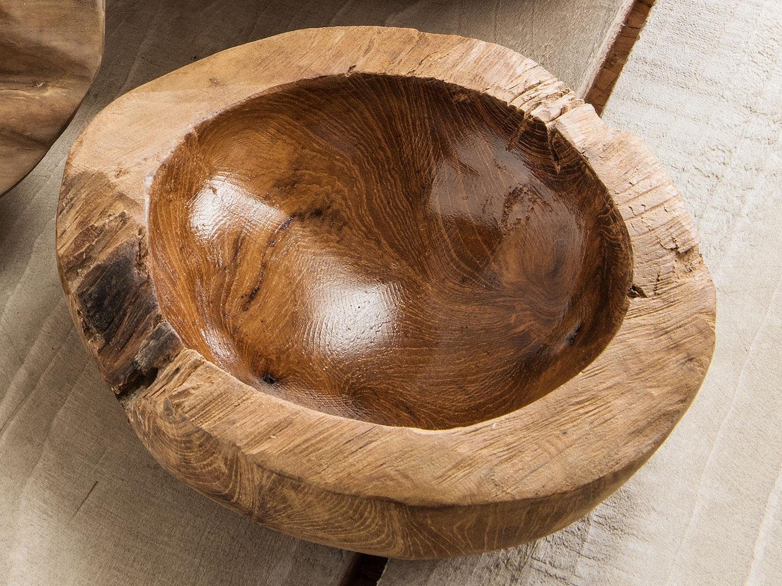 möbelando Dekoschale Bowl, Dekoschale aus Teakholz. Jedes Stück ein Unikat gefertigt in Handarbeit. Durchmesser 20 cm, Höhe 8 cm