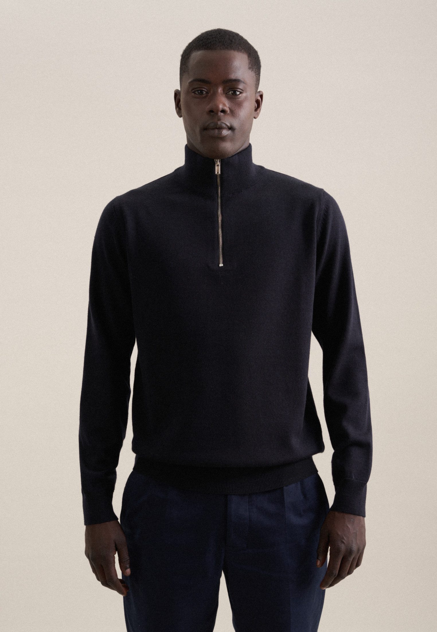 seidensticker Stehkragenpullover Schwarze Rose Quarter Zip Uni