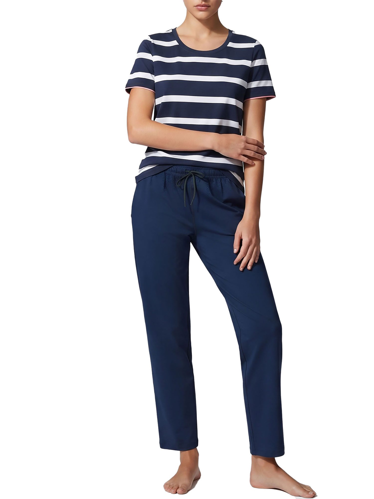 Ammann Pyjama Damen T-Shirt, lange Hose Night & Relax (Packung, 1 tlg) Modal & Baumwolle, seidig weich, Nachtwäsche und Homewear Set