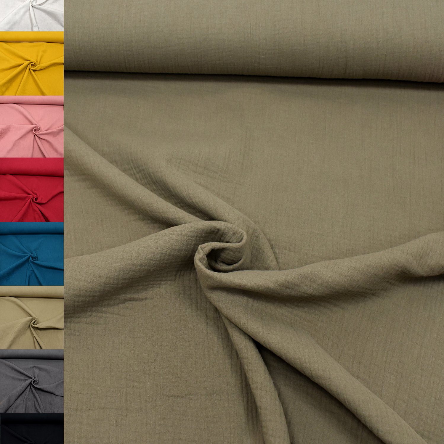 MAGAM-Stoffe Stoff "Greta", Musselin Stoff Double Gauze uni 100% Baumwolle ÖKO-TEX Meterware 50cm