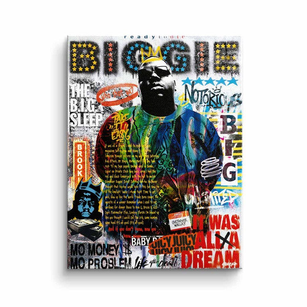 DOTCOMCANVAS® Leinwandbild, Leinwandbild The Notorious B.I.G. Biggie Smalls collage Pop Art 2pac ohne Rahmen