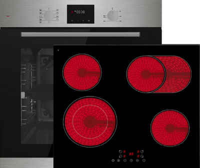 Böhme Elektro-Herd-Set Elektro-Herd-Set Autark Elektrobackofen, Glaskeramik Kochfeld, mit 1-fach-Teleskopauszug, 9, je Kochzone Heizstufen