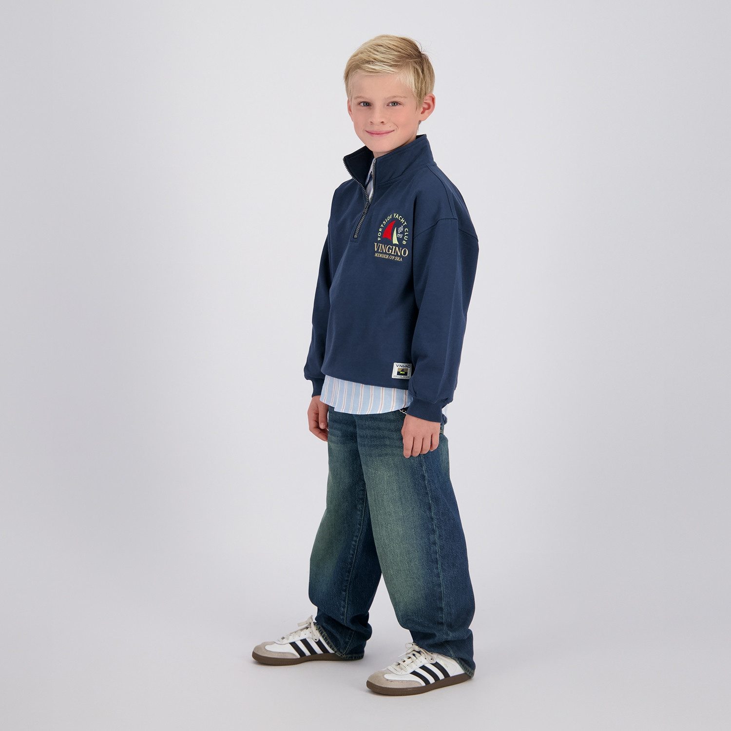 Vingino Sweater mit Troyer-Kragen und Stickerei, für Boys