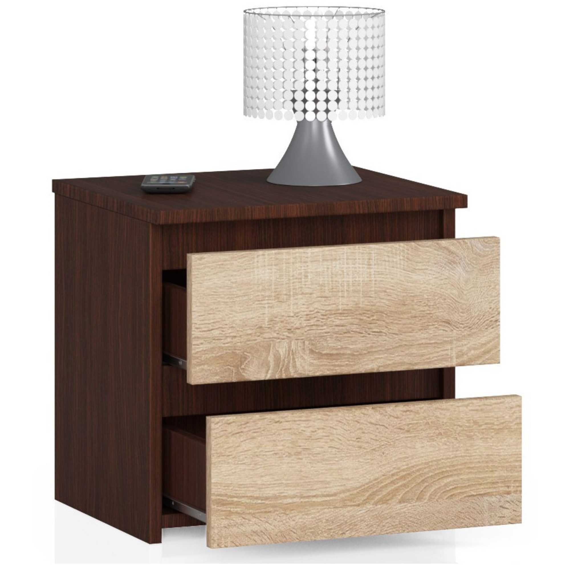 Home Collective Kommode 40 cm breit Holz Highboard Sideboard für Flur Schlafzimmer Wohnzimmer (Mehrzweckschrank Schrank schmal Kommode Schlafzimmer mit Schubladen), Kinderzimmer Organizer, 40 cm hoch mit 2 Schubladen venge-sonoma