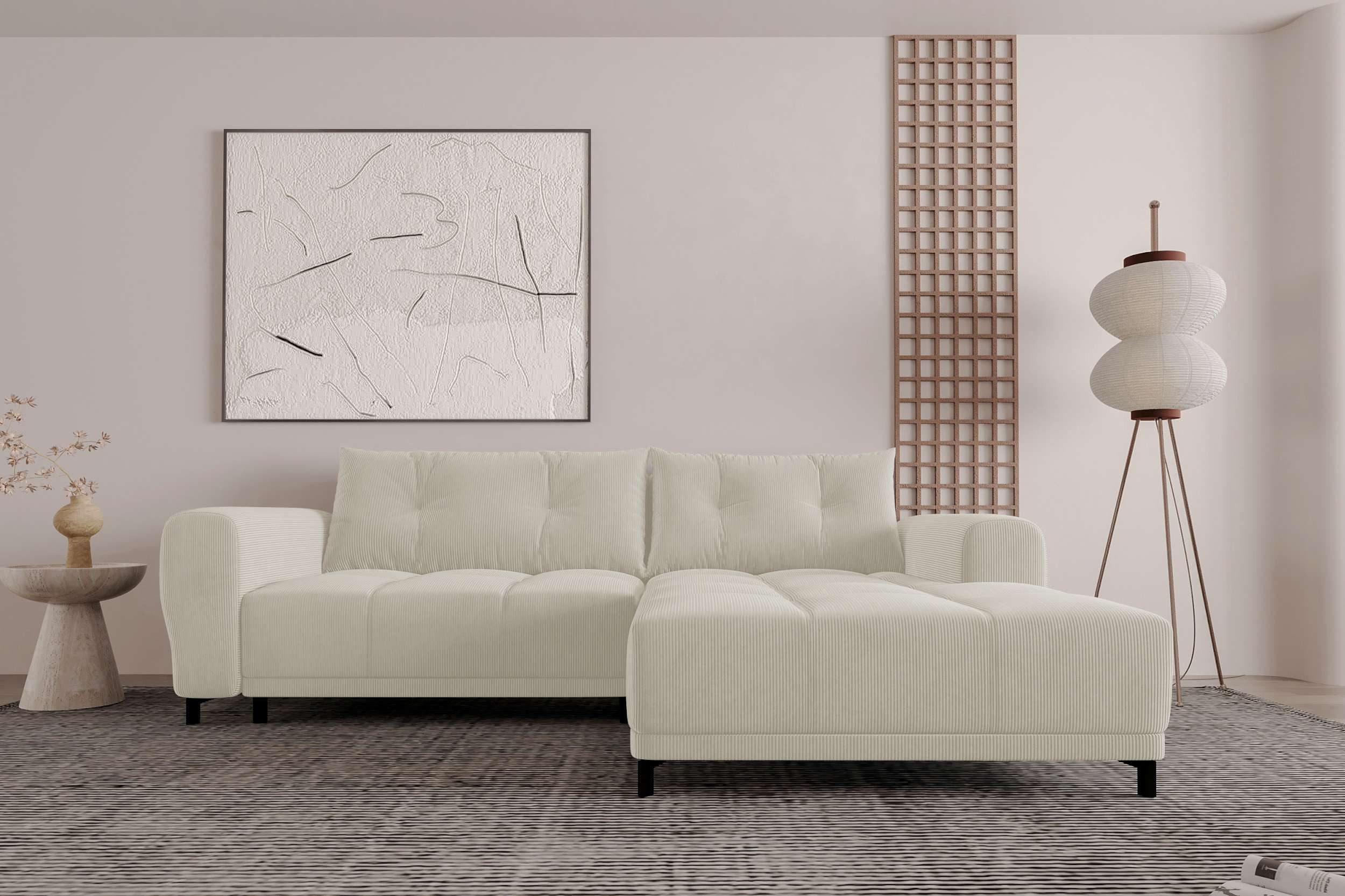 99rooms Ecksofa Massimo, Sofa L-Form, Eckcouch, mit Schlaffunktion,Rundumbezug, in Cordstoff POSO
