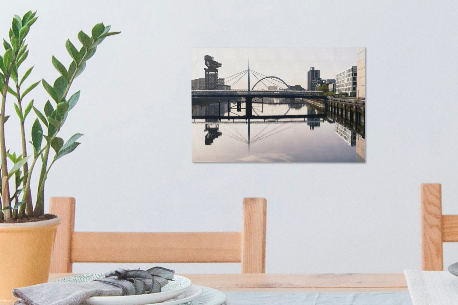 OneMillionCanvasses® Leinwandbild Fluss - St), 30x20 cm Glasgow Schottland, Wanddeko, Leinwandbilder, Aufhängefertig, - (1 Wandbild