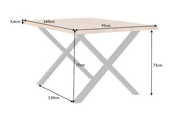 riess-ambiente Baumkantentisch WILD OAK 160cm natur / schwarz (Einzelartikel, 1-St), Massivholz · Metall · X-Gestell · Wildeiche · geölt · verlängerbar