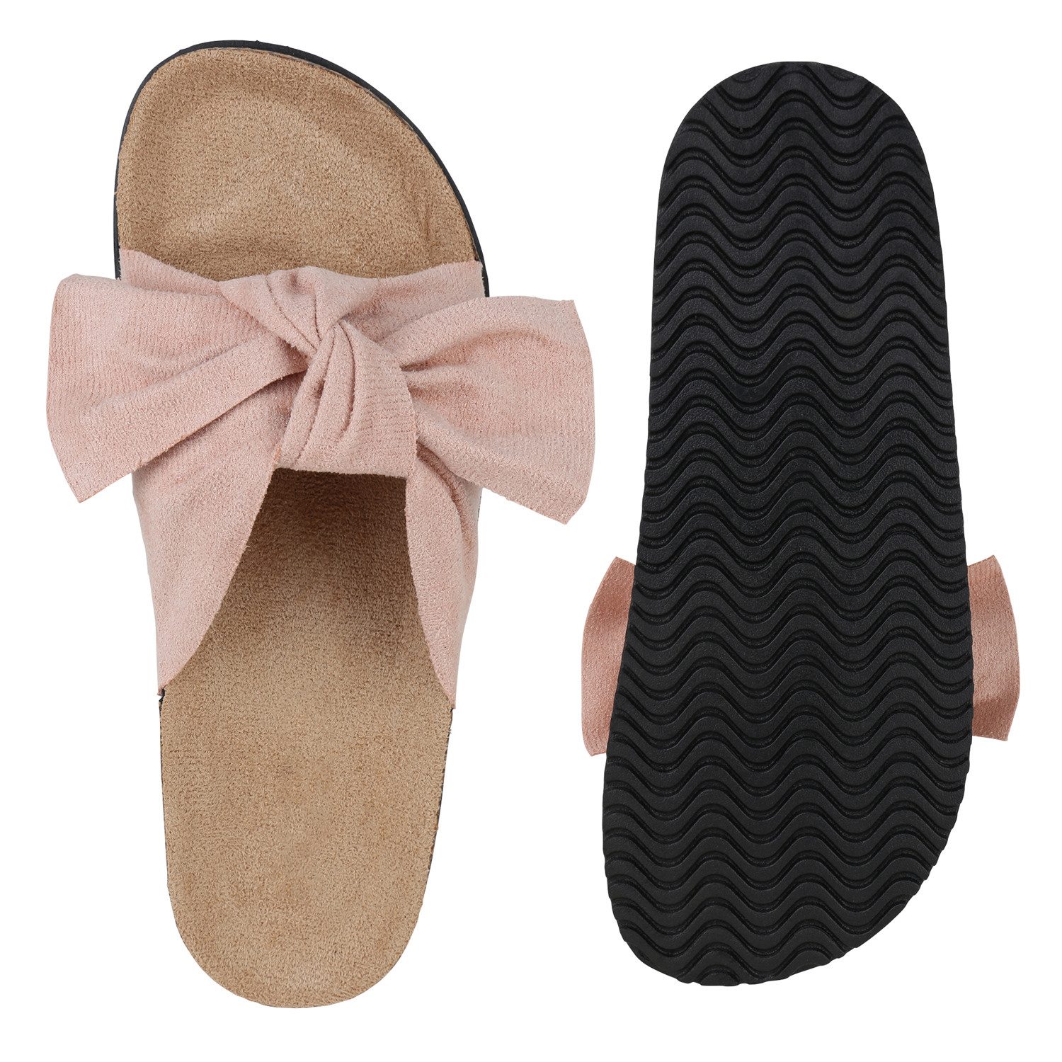 VAN HILL 21590637 TH S67[TH] Damen Sandalen Pink 37 Pantolette Damen Pantoletten Sandalen Bequeme Schleifen Korkoptik