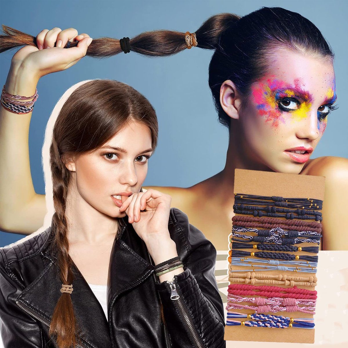 Jormftte Haargummi Haargummis Armbänder,elastische Mädchen Mehrfarbig2 für Frauen Haarband