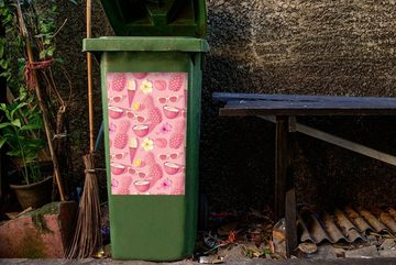 MuchoWow Wandsticker Sommer - Muster - Rosa - Pastell (1 St), Mülleimer-aufkleber, Mülltonne, Sticker, Container, Abfalbehälter