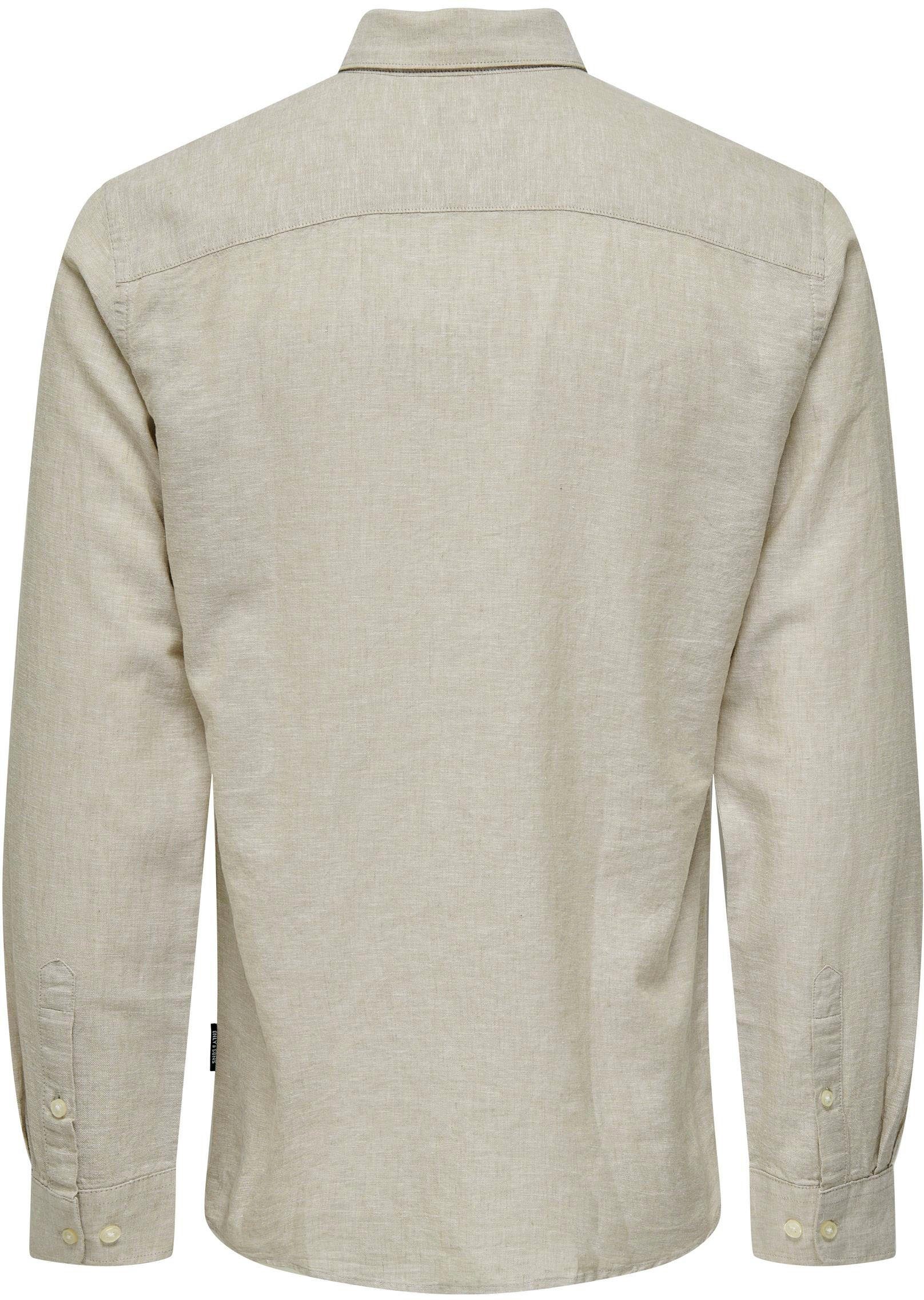 ONLY & SONS Langarmhemd LS SHIRT ONSCAIDEN Chinchilla LINEN NOOS SOLID