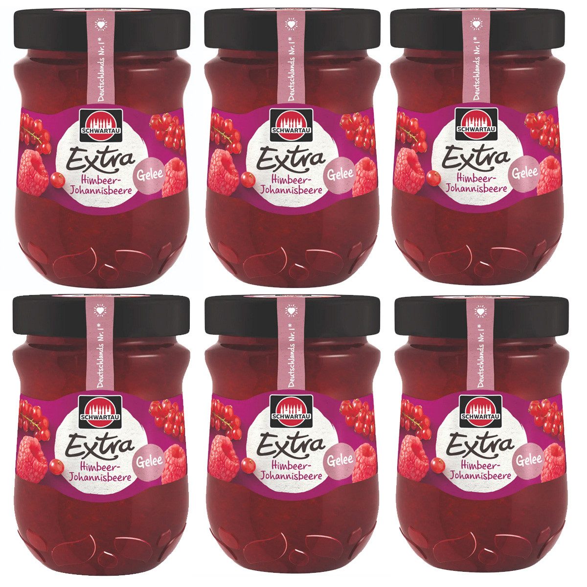 SCHWARTAU Fruchtaufstrich, Schwartau Extra Himbeer Johannisbeer Fruchtaufstrich 340g 6er Pack