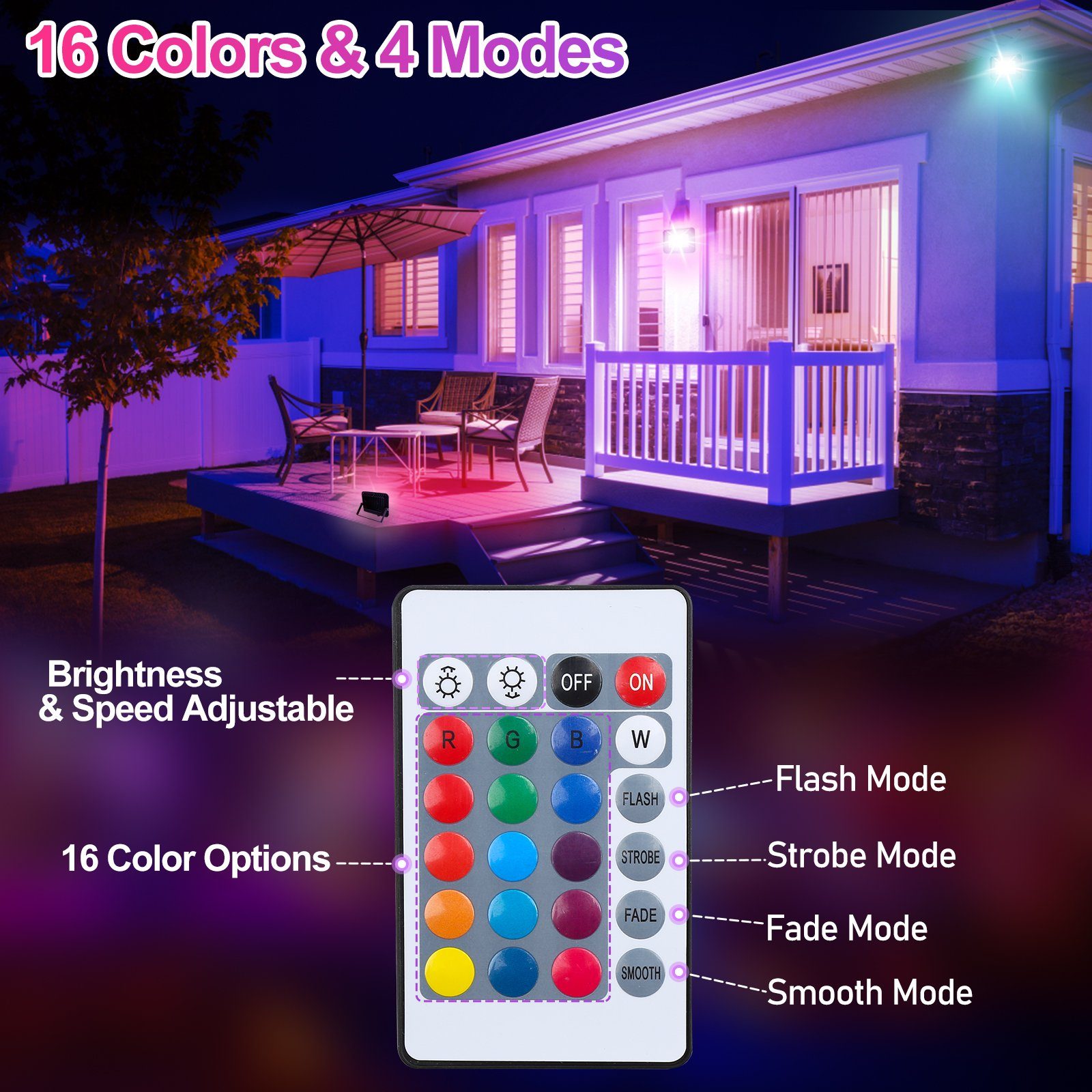 Farbig LED Lospitch 1x Gartenstrahler 10W Flutlichtstrahler Strahler RGB Flutlichtstrahler Fluter LED