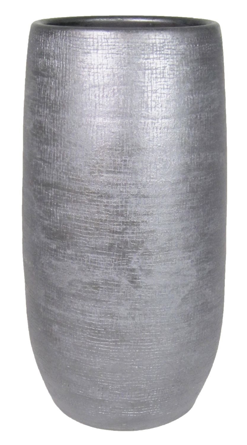 INNA-Glas Dekovase Keramikvase mit Maserung, schwarz, 50 cm, Ø 24,5 cm