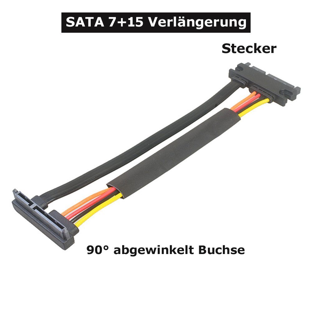 Bolwins A19 SATA Stromkabel 7+15 22Pin Kabel Stecker auf Buchse Verlängerung Computer-Kabel, 7+15 22pin Sata Stecker, 7+15 22pin Sata Buchse (50 cm), SATA Verlängerung, Kabel mit Schutz