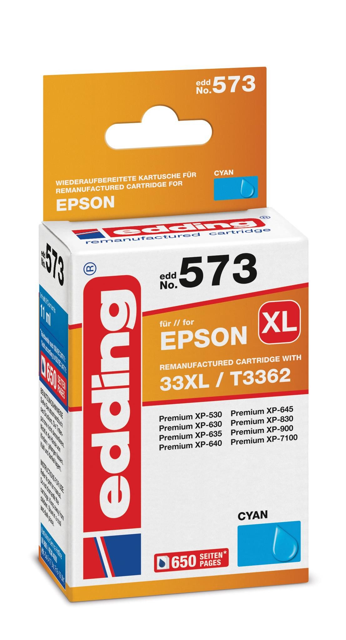 edding Tonerpatrone Edding Tintenpatrone EDD-573 ersetzt Epson T33XL (T3362)