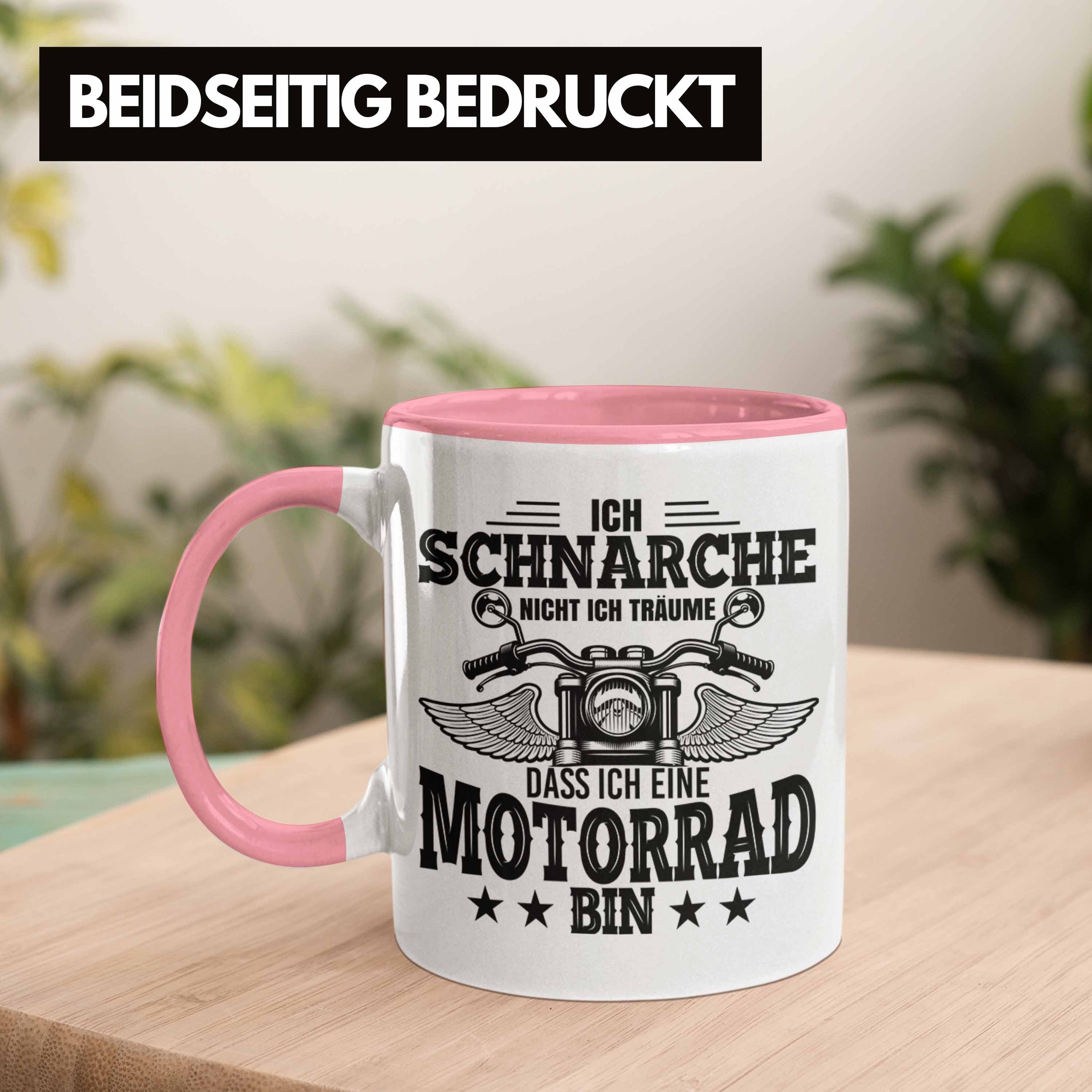 Trendation Tasse Nicht Ich Spruch Schnarche - Trendation Tasse Rosa Geschenk Motorrad-Fahrer