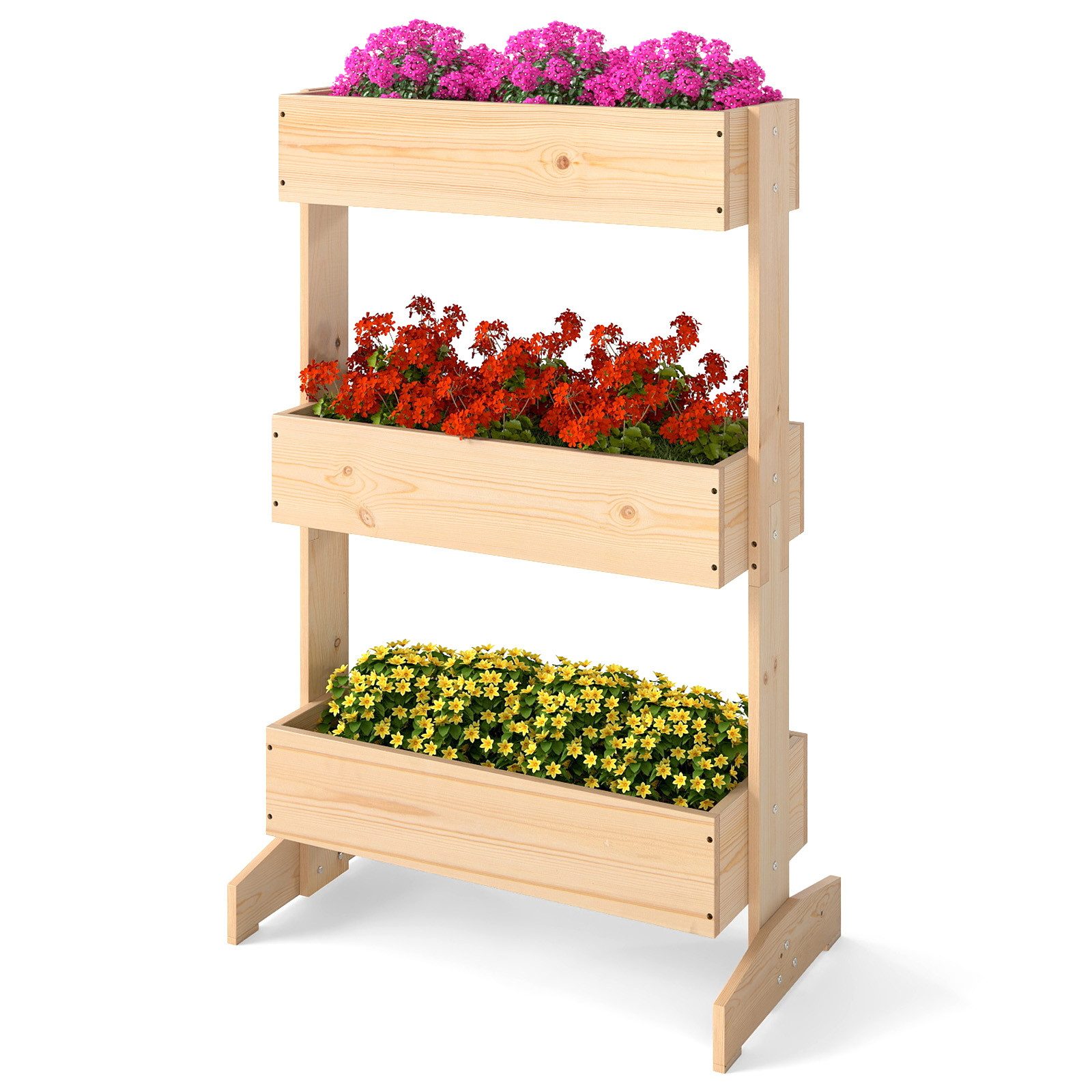 COSTWAY Blumenkasten (1 St), mit 3 Etagen, Blumentreppe, Hochbeet, 69x39x109cm